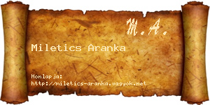 Miletics Aranka névjegykártya