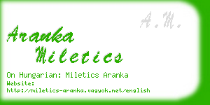 aranka miletics business card